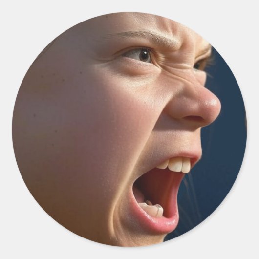 Schreeuwend Meisje grote ronde stickers (Voorkant)