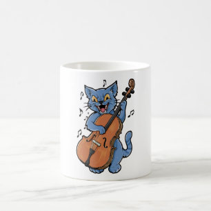 Schreeuwende kat muzikant spelen cello koffiemok