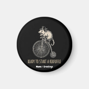 Schreeuwende Opossum Ophef Antieke Fiets Magneet