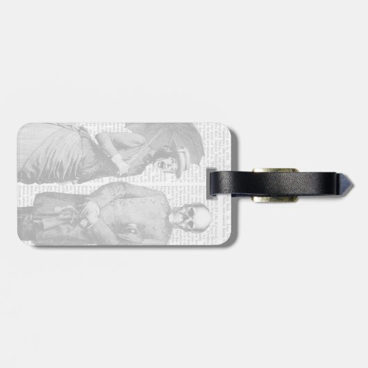 Schreeuwende vrouw en schedel bagagelabel (Achterkant horizontaal)