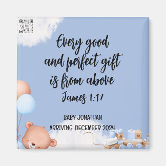 Schrift Baby Boy aankondiging magneet 1