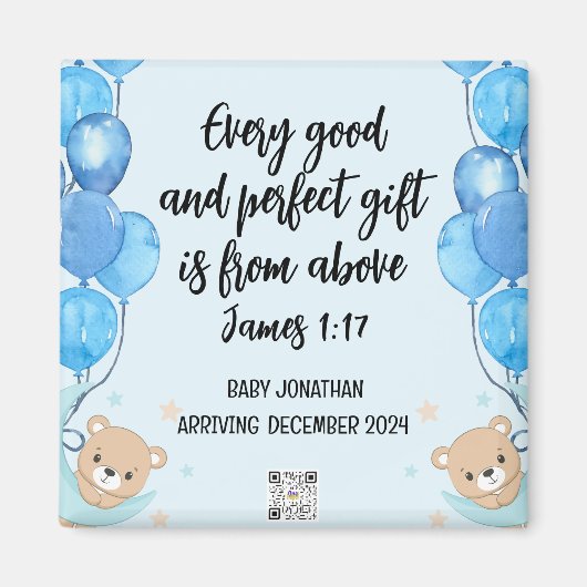 Schrift Baby Boy aankondiging magneet 2 (Voorkant)