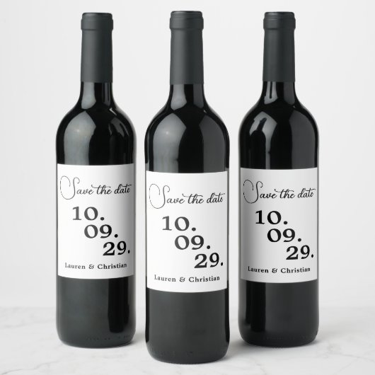 Schrift Bewaar de datum Wijnlabel Wijn Etiket (Flessen)
