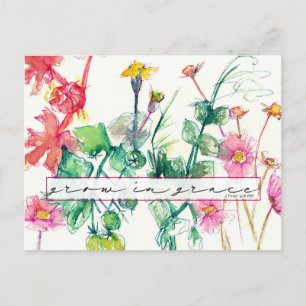 Schrift Bijbelvers Groei in Genade Bloemen Briefkaart