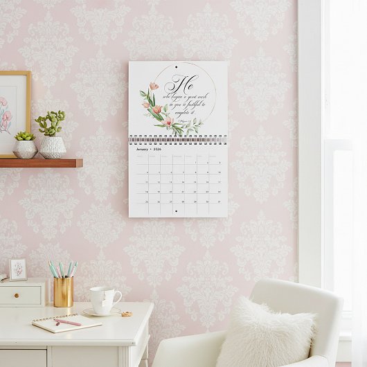 Schrift en bloemen kalender