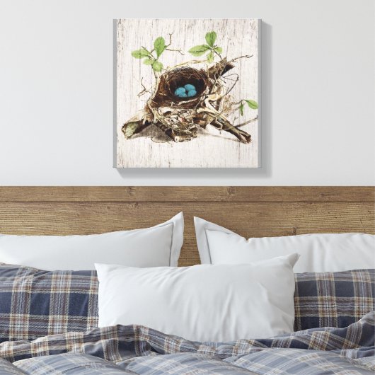 schrift ephemera vogelnest botanisch frans canvas afdruk (Insitu (Slaapkamer))