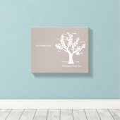 Schrift Family Tree Canvas Print, warm grijs (Insitu (Houten vloer))