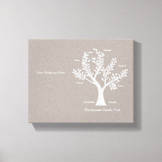 Schrift Family Tree Canvas Print, warm grijs