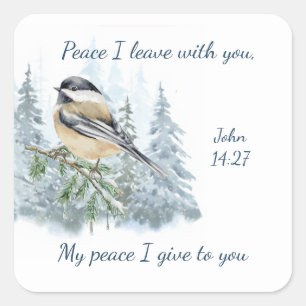 Schrift Johannes 14:27 Mijn vrede laat Ik bij U Vierkante Sticker