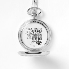 Schrift Pocket Watch Vaderdag Spreuken 20:7 Horloge