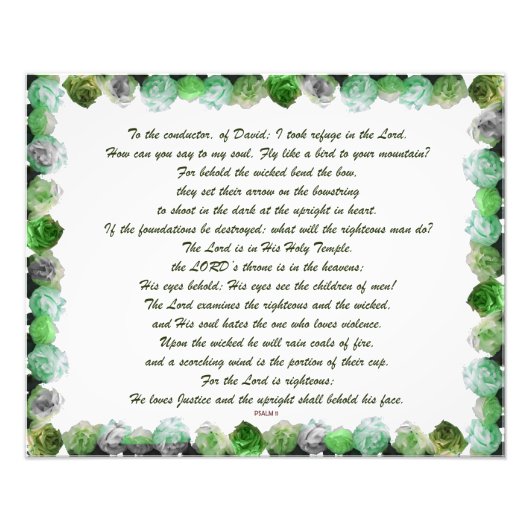 Schrift, psalm 11, Bijbelversie, Foto Afdruk (Voorkant)