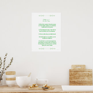 Schrift Sjabloon, Het gebed des Heren, groen Poster