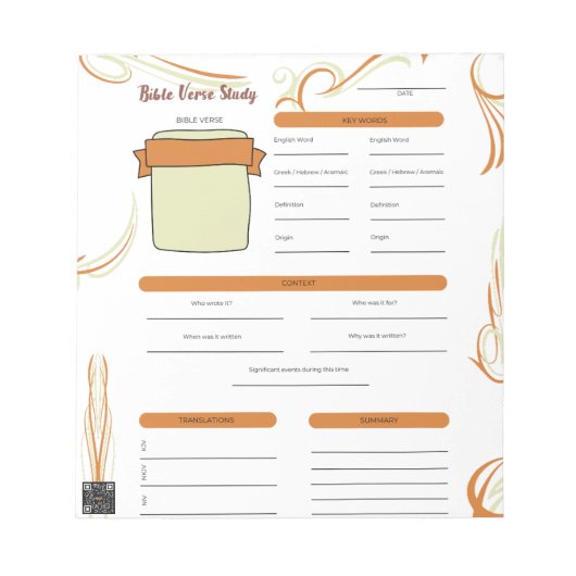 Schrift Verse Studie Notitieblok Wit (Voorkant)