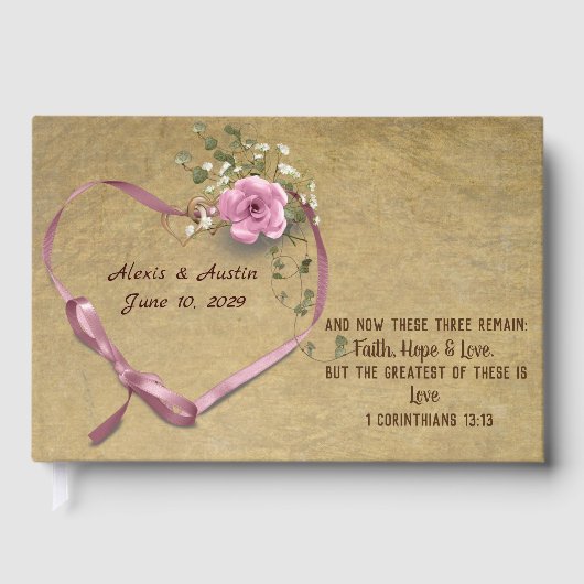 Schrift voor roze weddenschap Verse Guest Book Gastenboek (Voorkant)