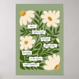 Schriftcitaat Inspirerend Groene Bloemenbijbel Poster