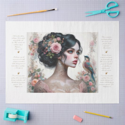 Schriftdame van Rozen ontkoppeling Tissuepapier (Craft)