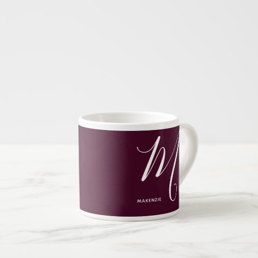 Schriftelijk geprogrammeerd script Letter M Burgun Espresso Kop (Voorkant rechts)