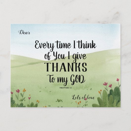 Schriftuur Groet Ansichtkaart Ik Dank God Briefkaart (Voorkant)