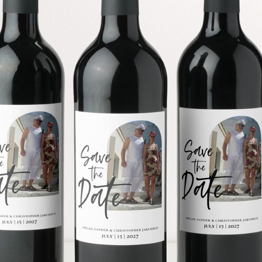 Schriftuurfoto Opslaan van de datum Uitnodiging Wijn Etiket