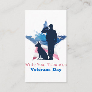 Schrijf een Tribute on Veterans Day - Honoring Her Visitekaartje