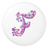 Schrijf F monogram harten en trekknop Keramische Knop (Voorkant)