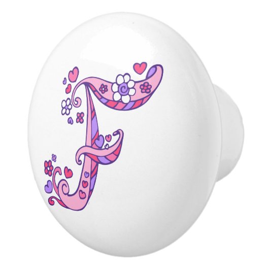 Schrijf F monogram harten en trekknop Keramische Knop (Rechts)