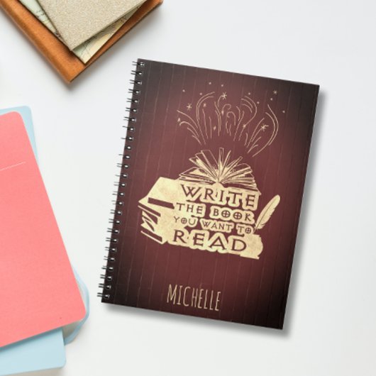 Schrijf het boek dat je wilt lezen  maroon rood notitieboek