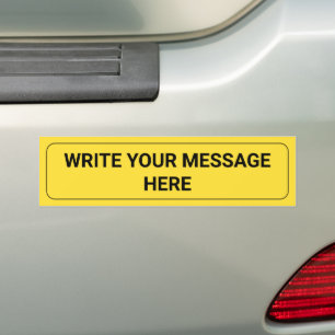 Schrijf je bericht   Aangepaste tekst gele Sjabloo Bumpersticker