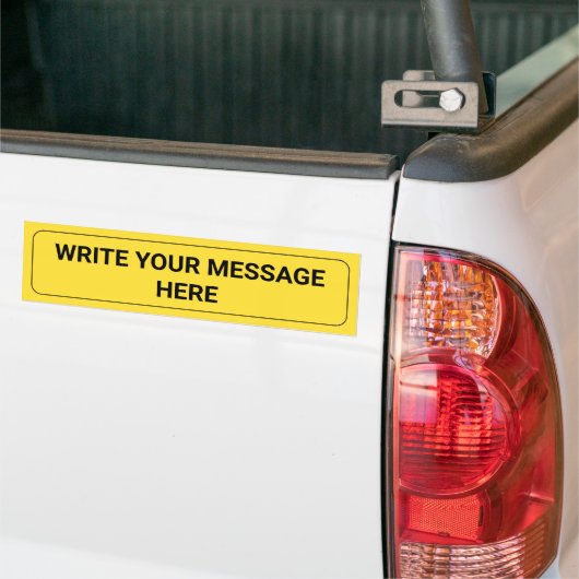 Schrijf je bericht | Aangepaste tekst gele Sjabloo Bumpersticker (Op Truck)