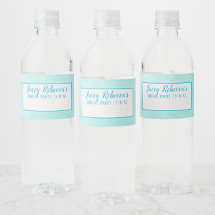 Schrijf Je Naam Turquoise Waterfles Labels Etiket