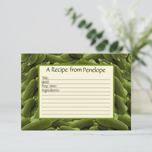 Schrijf op Recipe Kaart Fun Green Pickles Pattern (Staand voorkant)
