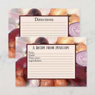 Schrijf op Recipe Kaart-uien met knoflook en naam Kaart