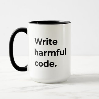 Schrijf schadelijke code grappige codering mok