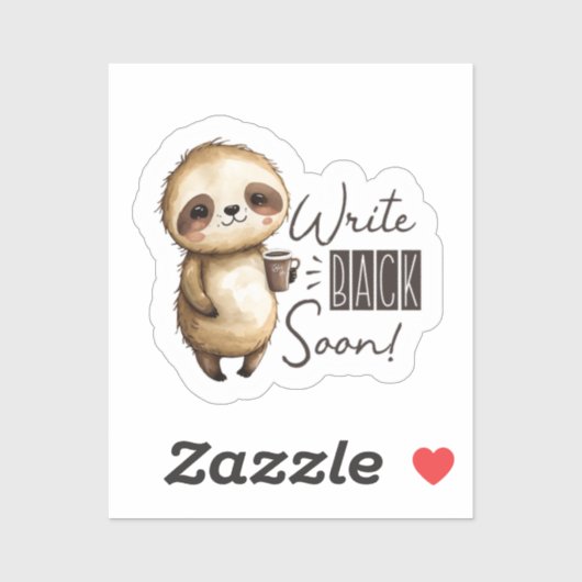 Schrijf snel terug Sloth Sticker (Vel)
