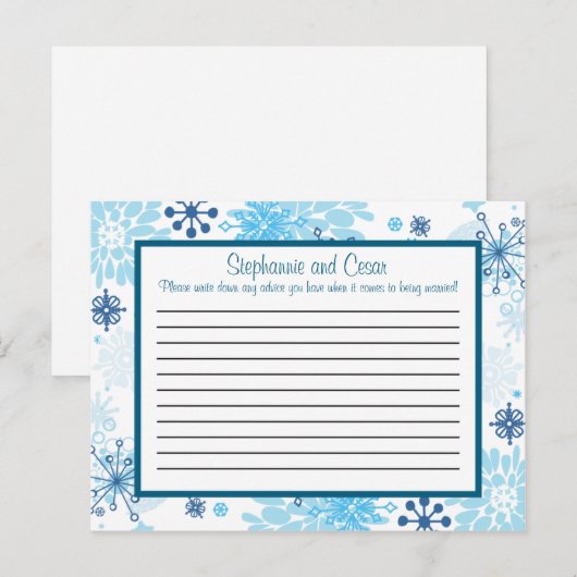 Schrijfbaar advies Kaart Blue Tree / Sneeuwvlokken (Voorkant / Achterkant)