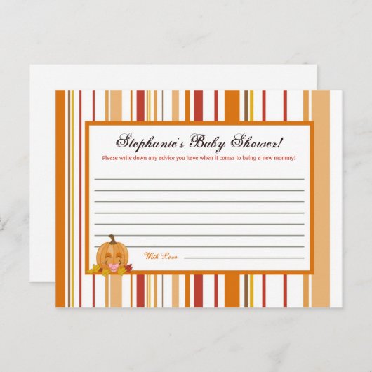 Schrijfbaar advies Kaart Herfst Herfst Pompoen Bab (Voorkant / Achterkant)