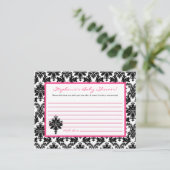 Schrijfbaar advies Kaart: Hot Pink Black Damask (Staand voorkant)