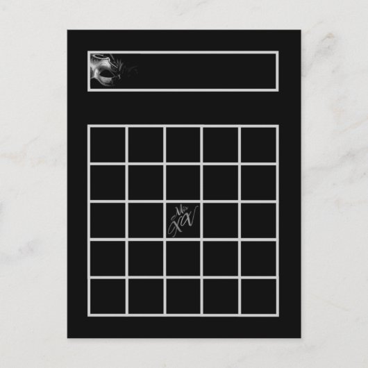 Schrijfbare Bingo Card Mis XV Silver Black Briefkaart (Voorkant)