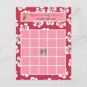 Schrijfbare Bingo Card Pink Hawaiian Luau Tropical Uitnodiging Briefkaart