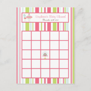 Schrijfbare Bingo Card Tea Party Pink Pastel Flowe Briefkaart
