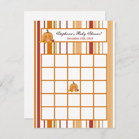 Schrijfbare Bingo Kaart Herfst Herfst Pompoen Baby (Voorkant / Achterkant)