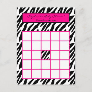 Schrijfbare Bingo Kaart Hot Pink Zebra Print