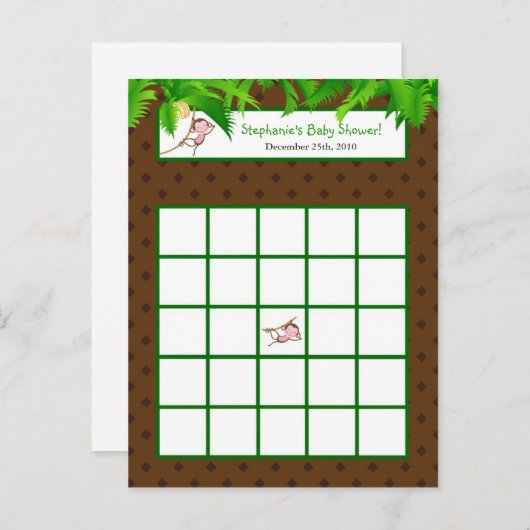Schrijfbare Bingo Kaart Monkey Swing Oerwoud Safar (Voorkant / Achterkant)