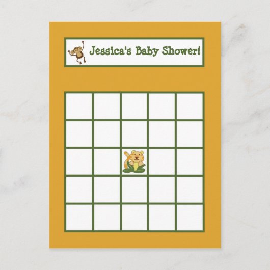 Schrijfbare Bingo Kaart Oerwoud Baby's (Voorkant)