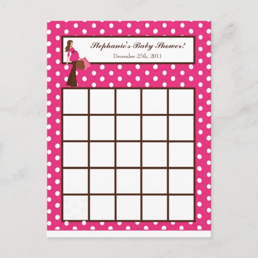 Schrijfbare Bingo Kaart Roze Mod Mom Polka Dots (Voorkant)