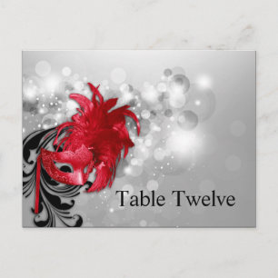 Schrijfbare plaatskaart rood op Silver Masquerade Briefkaart
