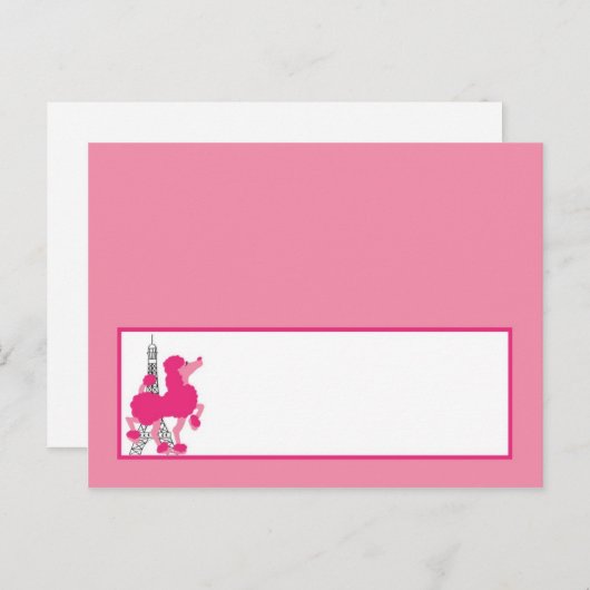 Schrijfbare plaatskaart roze poodle Paris Eiffel T Briefkaart (Voorkant / Achterkant)