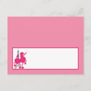 Schrijfbare plaatskaart roze poodle Paris Eiffel T Briefkaart
