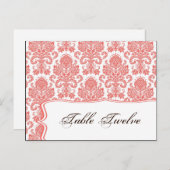 Schrijfbare Place Card Coral White Damask Lace Pri Briefkaart (Voorkant / Achterkant)