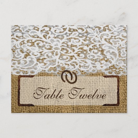 Schrijfbare Place Card Hoefijzers op Burlap Lace Briefkaart (Voorkant)